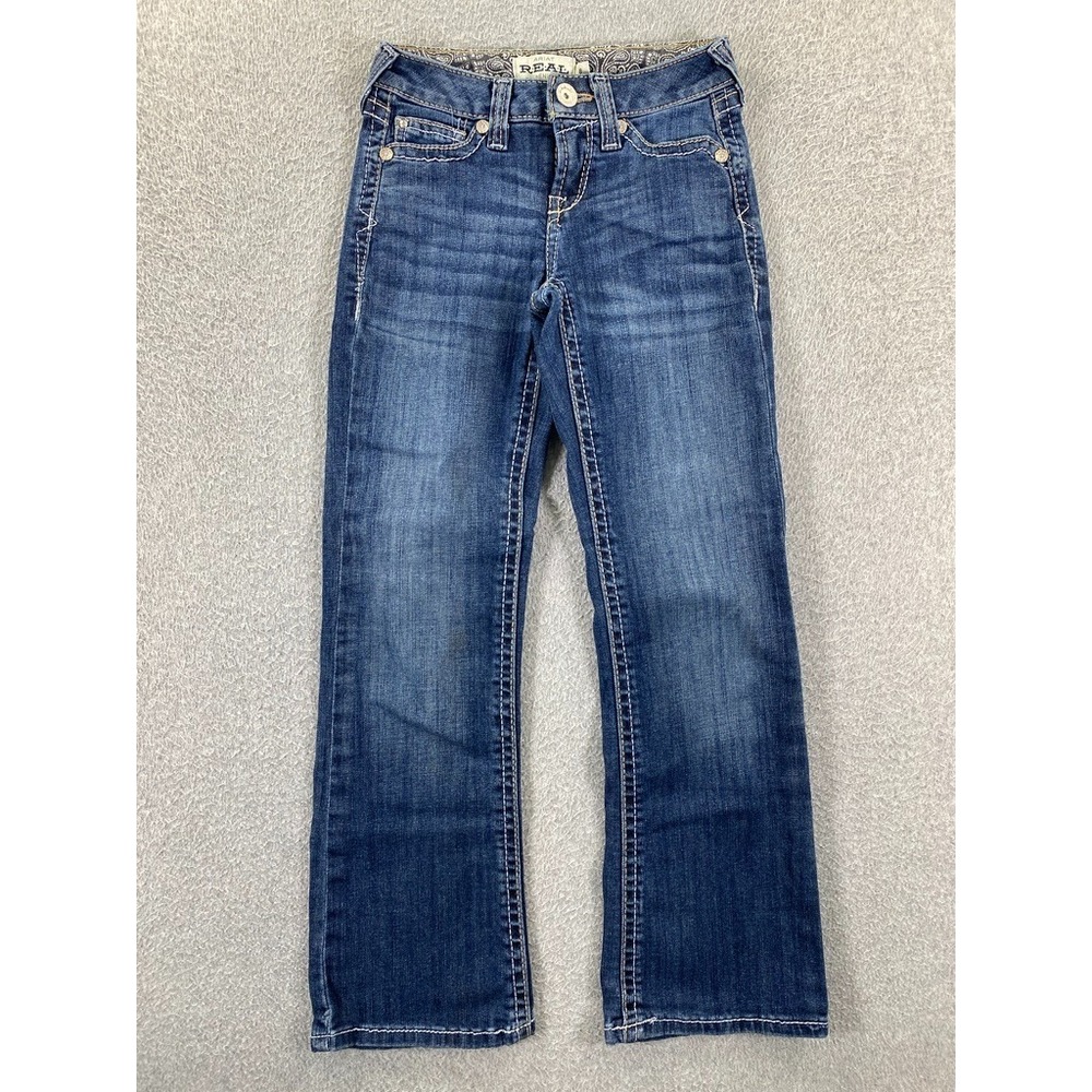 Ariat Real Denim Bootcut Girls Size 8 Jeans 22x26 Western Whipstitch Cowgirl